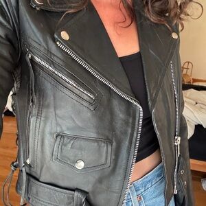 Barneys New York Black Leather Moto Jacket
